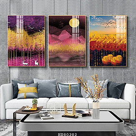 Mua Bộ 3 Bức Phong Cảnh Đẹp - Tranh in Vải Canvas  Khung Composite Cao Cấp