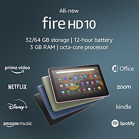 Máy tính bảng Kindle Fire HD10 2021 - 11th - (All New Fire HD10 - 2021) - Ram 3GB, bộ nhớ 32GB, màn hình 1080 FullHD