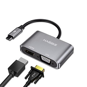 Bộ chuyển đổi mở rộng hiệu năng cao Type-C sang HDMI/VGA/4K chuyên dụng cho Macbook HaGibis