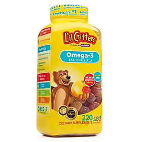 Kẹo dẻo L'il Critters bổ sung Omega-3 EPA, DHA & ALA cho trẻ (220 Viên) - Nhập khẩu Mỹ