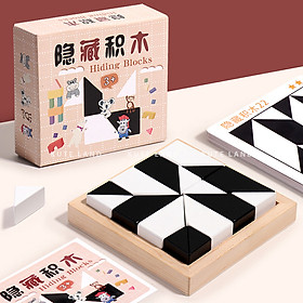 Bộ cờ xếp gỗ theo hình thử thách IQ tăng cường trí tuệ cho người chơi làm bằng gỗ tự nhiên an toàn
