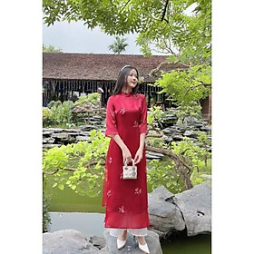 Áo dài tơ sống đẹp giá rẻ hàng thiết kế cao cấp hoa thêu đẹp