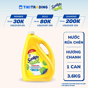 Nước Rửa Chén Bát Sunlight Chanh 100 Sạch Nhanh Xả Bọt Nhanh Rửa Sạch Dầu Mỡ 3.6kg