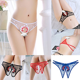 Quần Lót Nữ Ren Lọt Khe Xuyên Thấu Xẻ Đáy Thêu Lá Phong Đỏ Gợi Cảm LKLP02 Freesize Dưới 60Kg
