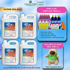 COMBO 4 CAN Nước tẩy quần áo màu đánh bay vết bẩn AXO can 5 Lít Tiết Kiệm Hương Hoa Đào