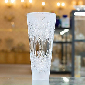 Bình hoa pha lê Tiệp cao cấp BOHEMIA cao 30.5 cm, hoa văn mài và phun cát mờ - Hàng chính hãng