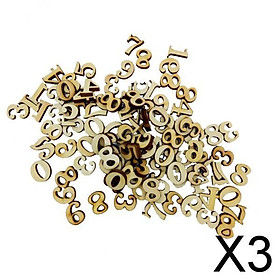 3x100 Pieces Wood Arabic Numbers Scrapbooking Embellishments 15mm