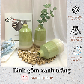 Mua Bình cắm hoa gốm sứ men bóng phối màu xanh pastel nhẹ nhàng