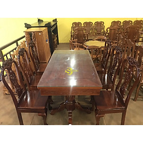 Bộ bàn ăn căm xe 6 ghế chim mai bàn vuông