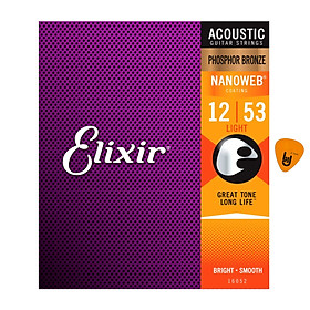 Mua Elixir 16052 - Dây Đàn Acoustic Guitar Cỡ 12 (.012-.053) Phosphor Bronze Strings Light - Hãng phân phối chính thức (Bộ Dây Ghi-ta phủ lớp Nanoweb cao cấp - Kèm Móng Gảy DreamMaker