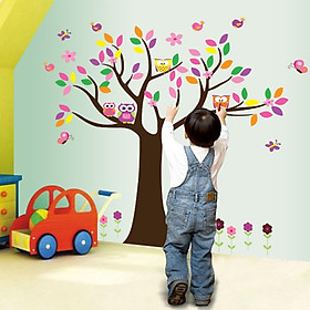 Decal dán tường cây hạnh phúc đầy màu sắc vui tươi