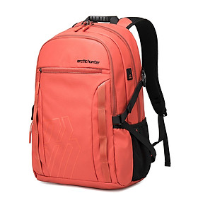 Ba lô chống nước đa chức năng, đựng máy tính xách tay 15,6 inch, túi đi học có cổng sạc USB-Màu quả cam