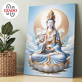 Mua Tranh ảnh thờ treo tường hoặc tranh để bàn mẫu Quan Âm Bồ Tát trăng khuyết
