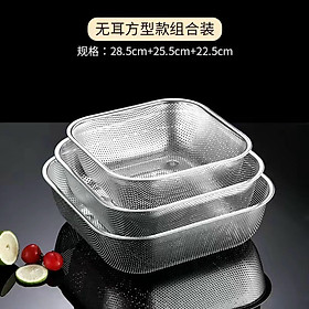 Mua Bộ 3 rổ inox dày 304 đục lỗ hình vuông