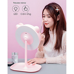 Gương Trang Điểm Cá Nhân Để Bàn 2 In 1 LED Cảm Ứng Kèm Đèn Ngủ Loại Lớn - MP153