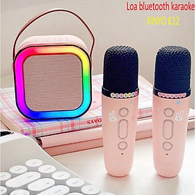 Loa Karaoke Mini K12 Sạc Pin Không Dây, Âm Thanh Hay Bass Chuẩn Tặng Kèm 2 Míc Hát - giao mầu ngẫu nhiên