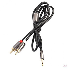 2Pieces 3.5mm Stereo Male Plug to 2 RCA Audio Male Adapter Speaker Cable 3ft