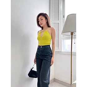 Áo croptop cổ yếm cột dây khoét ngực sexy chất thun gân co giãn 4 chiều La Boutique