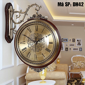 Mua Đồng hồ treo tường 2 mặt  phong cách Châu Âu  Hàng nhập khẩu  Máy Lisheng Nhật Bản siêu bền siêu tĩnh âm  Chất liệu Gỗ sồi và hợp kim đồng