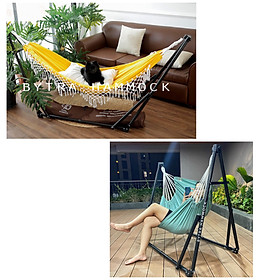 Mua Võng xếp sắt sơn tĩnh điện đa năng 2 trong 1 bao gồm 1 khung võng  lưới võng nằm  lưới võng ngồi