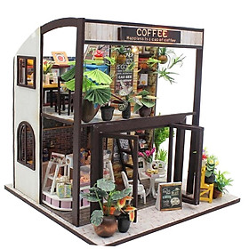 Dollhouse Miniature DIY Kit Toy with Furniture Handcraft Coffee House Gift