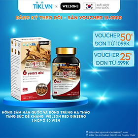 Viên uống Hồng Sâm Hàn Quốc Đông Trùng Hạ Thảo Tăng Đề Kháng Welson Red Ginseng 60 viên​