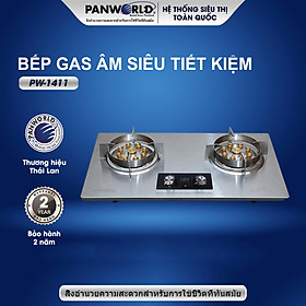 Bếp gas đôi 9 đầu đốt thép không gì Panworld PW-1411 - Hàng chính hãng