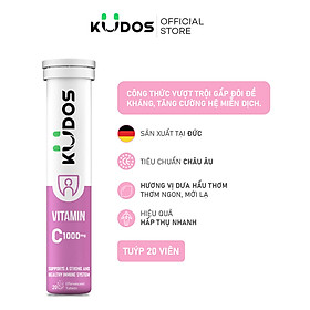 Viên sủi KUDOS VITAMIN C - Thực phẩm bảo vệ sức khỏe KUDOS VITAMIN C 1000 mg (hương dưa hấu 20 viên/ tuýp)