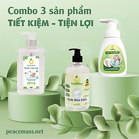 RBSC7 Combo Sản Phẩm Gốc Thực Vật Peace Mass Nước Rửa Bình Sữa 250ml (Chai tạo bọt) + Nước Rửa Tay 340ml + Nước Rửa Chén 500ml