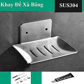 Kệ đựng xà phòng INOX SUS304 dán tường gạch men hoặc khoan vít nở - SU304