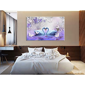 Mua Tranh treo tường - tranh treo phòng ngủ Thiên Nga N07 /Gỗ MDF cao cấp phủ kim sa/ Chống ẩm mốc  mối mọt/Bo viền góc tròn