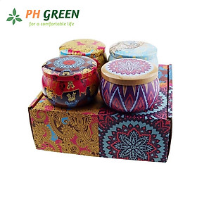 Nến Sáp Thơm Hoa Khô, Tinh Dầu Tự Nhiên - Set 4 Cốc, Mùi Hương Dịu Nhẹ, Giúp Thư Giãn, Giảm Stress Hiệu Quả