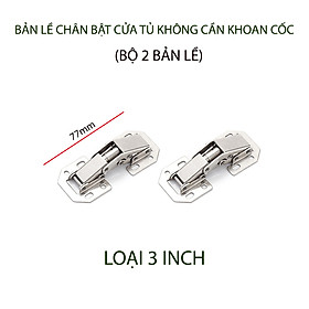 Bộ 02 Bản lề cửa tủ thể hệ mới không cần khoan cốc, loại 3-4 inch tùy chọn