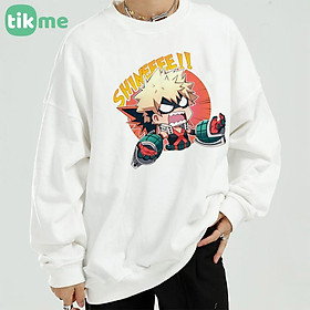Áo nỉ sweater dáng rộng My hero academia Katsuki Bakugo size XS-2XL
