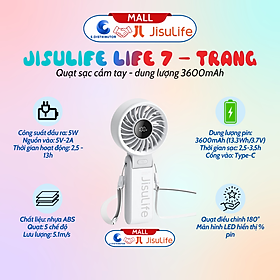Quạt sạc cầm tay gấp gọn JisuLife Life 7 - dung lượng 3600-5000mAh - Hàng chính hãng