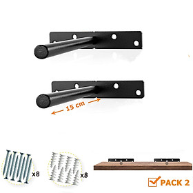 Mua Bộ 2 chốt âm chữ T 15cm  pas âm đỡ kệ treo tường bằng thép đặc kèm phụ kiện vít tắc kê - Hàng chính hãng