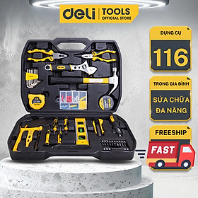 Bộ Dụng Cụ Sửa Chữa Đa Năng 116 Chi Tiết Deli Cao Cấp Chính Hãng - Sử Dụng Nhiều Mục Đích, An Toàn, TIện Lợi