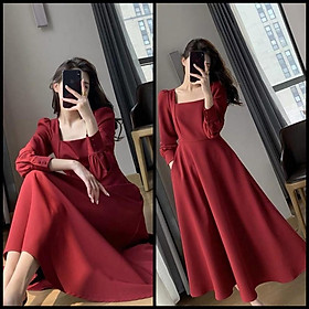 Đầm nữ thời trang midi dài tay dáng xòe dự tiệc sang trọng MIDI DRESS