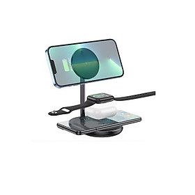 Mua Giá đỡ kèm sạc không dây cao cấp hỗ trợ sạc nhanh 15W cho Điện thoại di động + tai nghe + đồng hồ - Hàng nhập khẩu