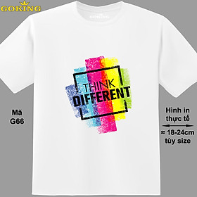THINK DIFFERENT, mã G66. Áo thun nam nữ siêu đẹp, form unisex. Áo phông GOKING hàng hiệu, quà tặng cao cấp cho gia đình, cặp đôi, hội nhóm, doanh nghiệp. - Trắng, vải thun lạnh - L