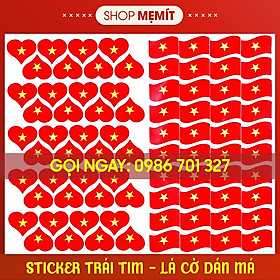 Sticker lá cờ dán má đủ hình trái tim và lá cờ ( giá áp dụng 1 miếng nhỏ)