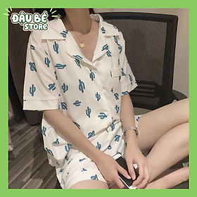 Bộ Ngủ Sương Rồng Ulzzang Cute Form Rộng - Pijama Hè Bộ Mặc Nhà Ngắn Tay Hot Trend - DAUBE - S015