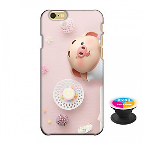 Ốp lưng nhựa dẻo dành cho iPhone 6 in hình Heo Con Dễ Thương - Tặng Popsocket in logo iCase - Hàng Chính Hãng