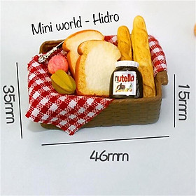 Set combo mô hình giỏ bánh mì mứt bánh trái mini tí hon tỉ lệ 1/12 dành trang trí nhà búp bê