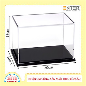 Hộp mica enter box105 10x20x15cm mica dày 2mm, đế đen 5mmx2 chữ nhật nằm
