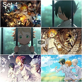 Bộ 6 Áp phích - Poster Anime The Promised Neverland - Miền Đất Hứa (bóc dán) - A3,A4,A5