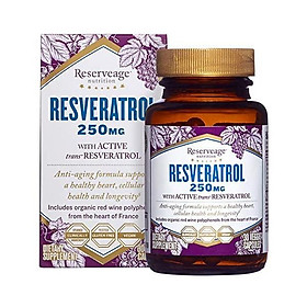 Reserveage, Resveratrol 250 mg, Antioxidant Supplement for Heart and Cellular Health, Supports Healthy Aging, Paleo, Keto, 120 capsules (120 servings)