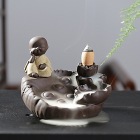 Mua Thác Khói Xông Trầm Hương họa tiết đài sen kèm tượng chú tiểu dễ thương