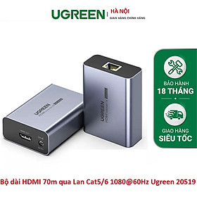 Bộ kéo dài HDMI 70m qua cáp Lan Cat5/6 1080@60Hz Ugreen 20519 cao cấp hàng chính hãng