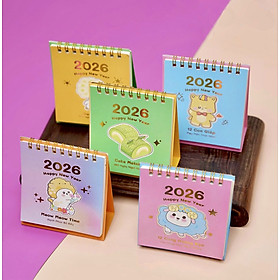 Lịch Để Bàn Mini 2026 – Bộ 5 Cuốn Lịch Có Note Kèm Sticker Trang Trí Dễ Thương (9x10.5cm) Bộ 5 Cuốn